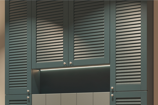 Шкаф с реечными жалюзийными фасадами на заказ в Екатеринбурге Арт. R-888-222-35