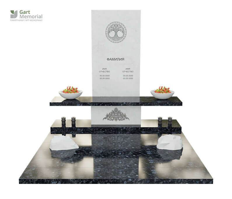 классический мраморный памятник с плитами в виде весов из гранита