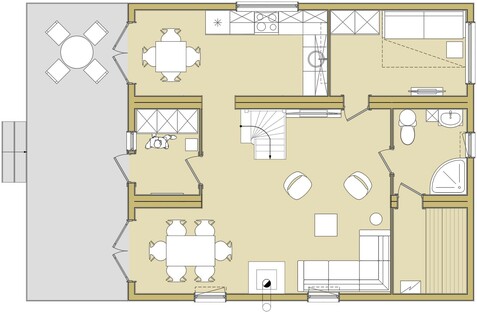 план первого этажа дома-бани 105