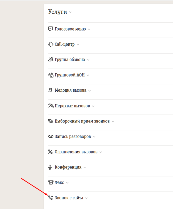 Услуга "Звонок с сайта"
