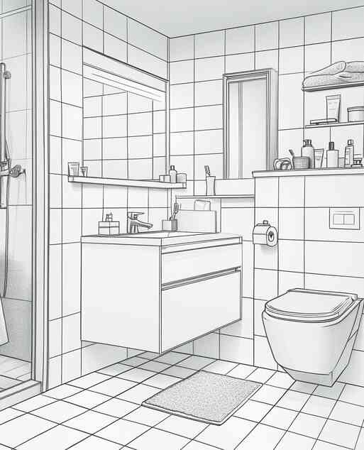 Иллюстрация интерьера ванной комнаты