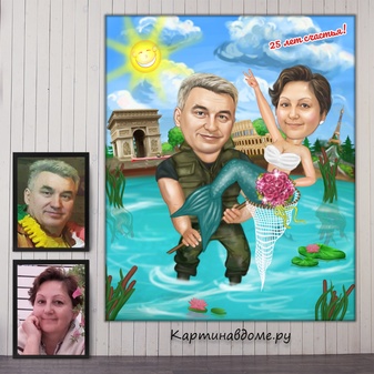 Шаржи по фотографии на заказ. Москва. Подарок на годовщину