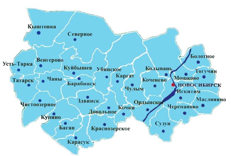 Татарск сколько км. Карта Новосибирской области с районами. Карта Новосибирской области с городами. Карта районов НСО Новосибирской области. Карта районов новосибирскогообласти.