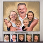 Шарж по фотографии, подарок на свадьбу, горы, природа, молодожены на коне