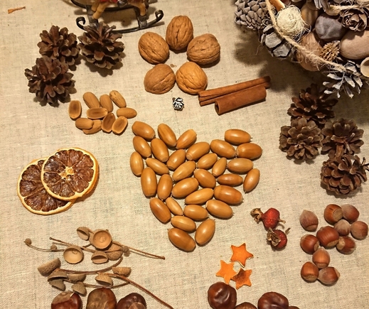 Природные материалы кашатаны, шишки, желуди, орехи