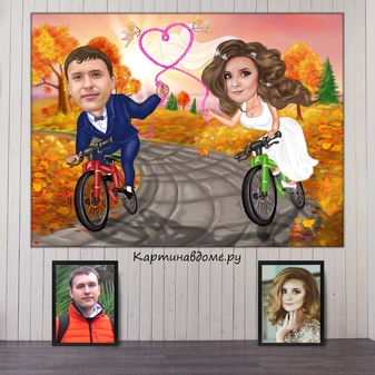 Подарок на свадьбу коллегам по работе, подарок подруге на свадьбу, шарж, заказать