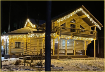Новогоднее освещение дома в Ангарске