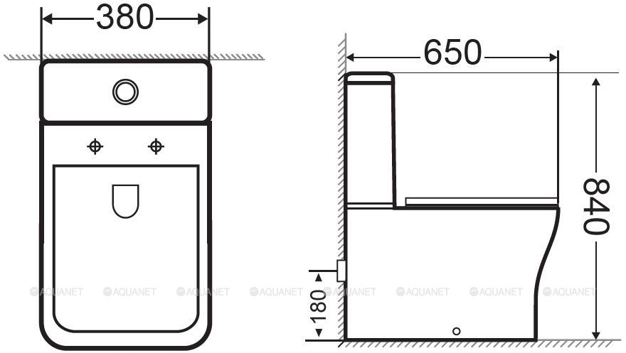 Унитаз-компакт Aquanet Rimless Cube-C CL-12248B