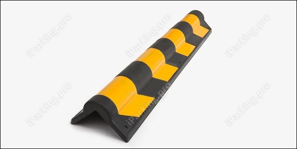 Демпфер угловой для защиты стен из ударопрочной резины со светоотражающими полосами 03