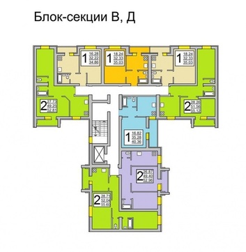 Секции В.Д план квартир на этаже