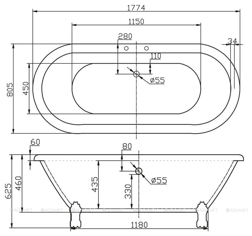 Акриловая ванна BelBagno 177x80 BB21 сооружена с учетом требований современности. 