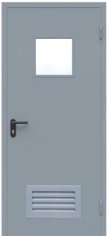 Техническая дверь одностворчатая остекленная с вент.решеткой