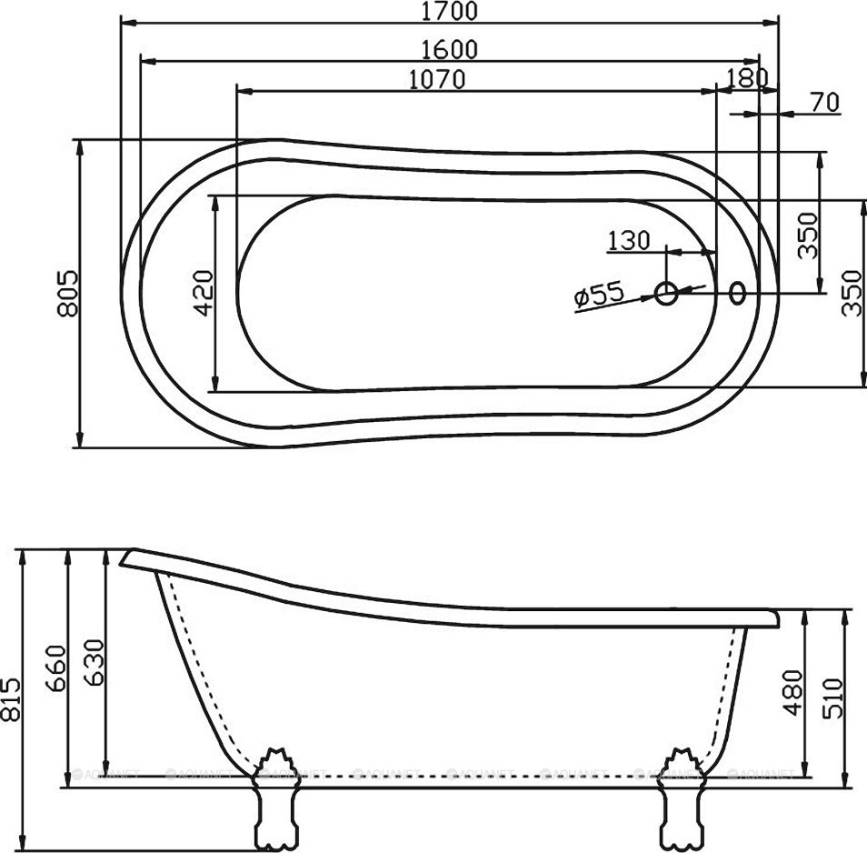 акриловая ванна BelBagno 170x80 BB04