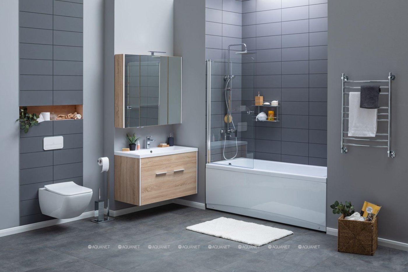 Акриловая ванна Aquanet Bright 170x75 (с каркасом)