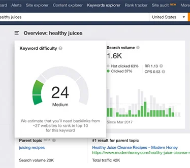 Сервис для подбора ключевых слов Ahrefs Keywords Explorer 