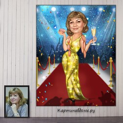 Подарок женщине, коллеге по работе, руководителю,, подруге, на день рождения, на юбилей, шарж по фот