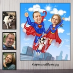 Подарок на свадьбу коллегам по работе, подарок подруге на свадьбу, шарж, заказать
