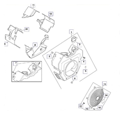 Корпус вентилятора двигателя Kohler CH 740-3201. Купить запчасти для снегохода Буран 4Т