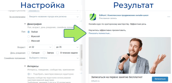 Настройка таргетированной рекламной кампании вконтакте