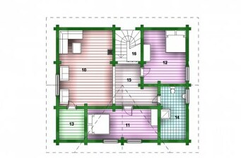 Проект Дома мансардного этажа из бревна под ключ 13х13,5 метра в Москве
