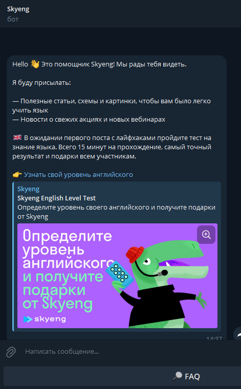 Чат-бот Skyeng в Telegram