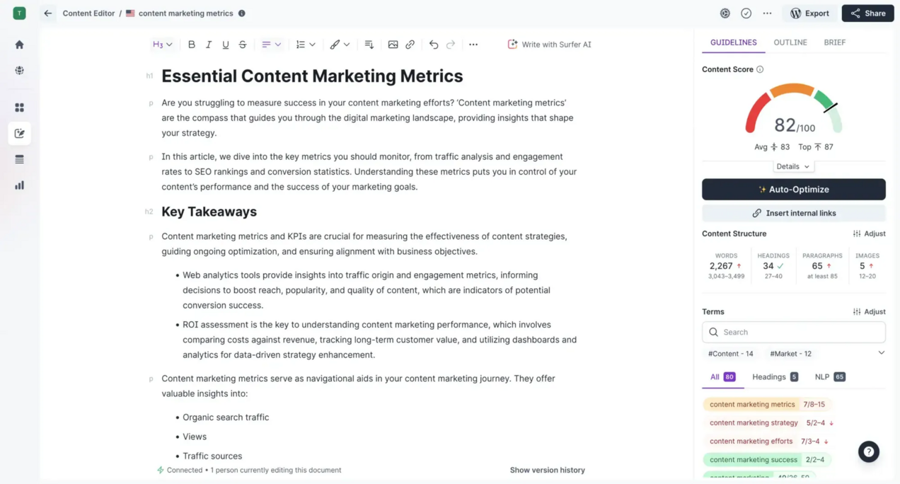 Интерфейс Surfer SEO