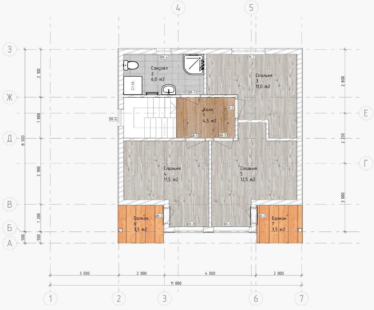 Проект двухэтажного каркасного дома Кудиново 8*8 | СК АлексееВ