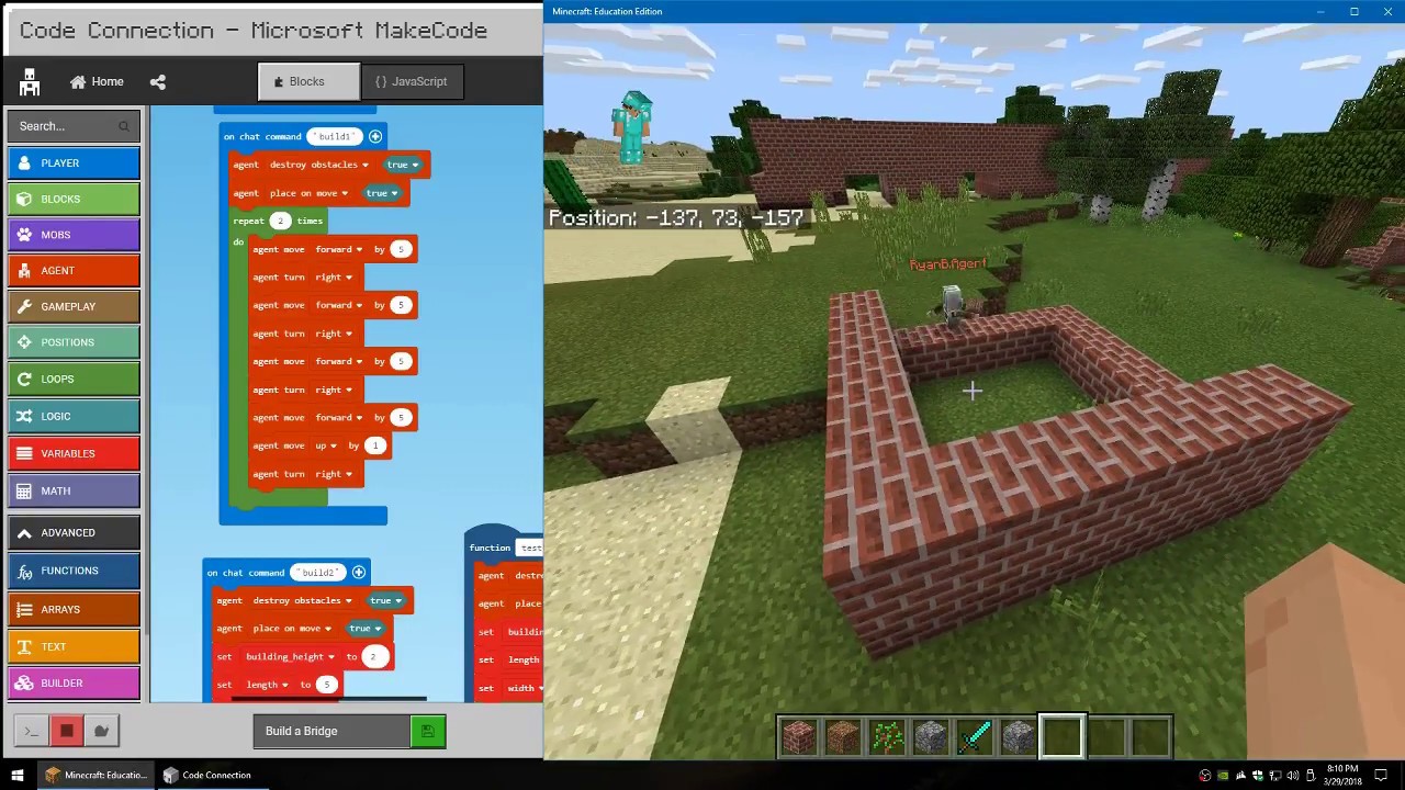 Code connection. Education Edition в МАЙНКРАФТЕ. Minecraft Education Edition программирование. Мапарт майнкрафт. Агент майнкрафт Education Edition.