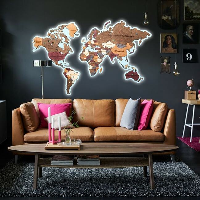 деревянная карта мира