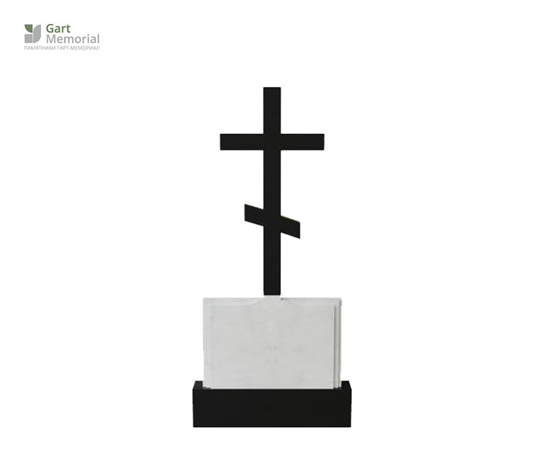 Памятник с тонким резным крестом на одного