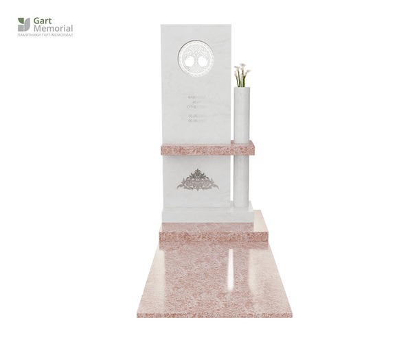 Памятник из розового гранита с вазой
