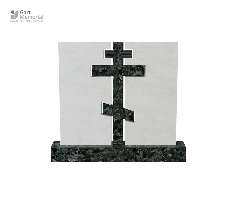 прямоугольный памятник с крестом из гранита
